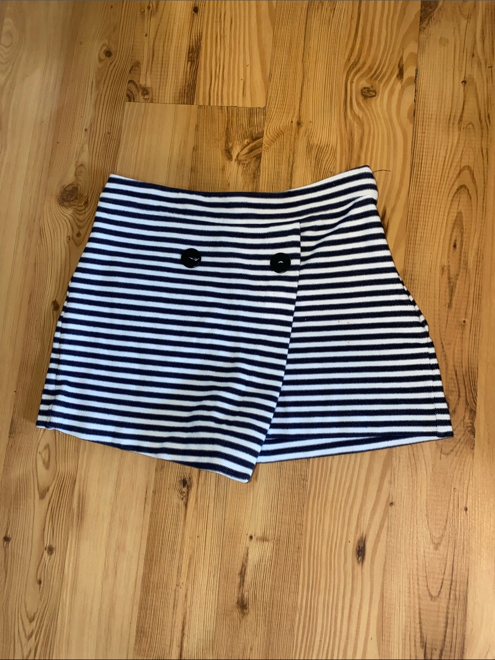 Express Navy and White Striped Wrap Skort